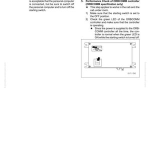 May include: A technical diagram with instructions for replacing a VHMS controller. The image includes text detailing steps for testing and adjusting, with a focus on the ORBCOMM controller. A schematic of the controller is also shown.