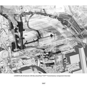 May include: An engineering diagram in grayscale, showcasing the internal components of a vehicle's drivetrain CAN bus. The image includes various labeled parts, wiring, and mechanical elements, providing a detailed overview of the system.