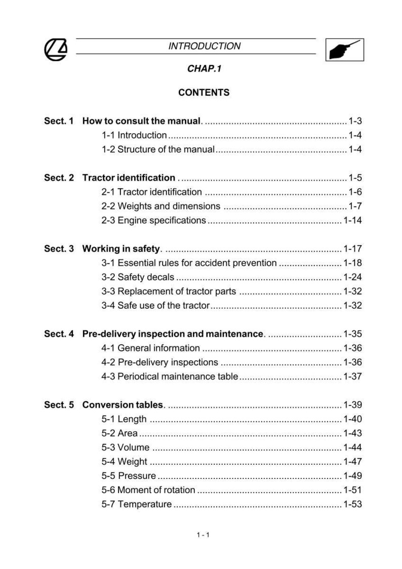 Peut inclure: Page d'un manuel intitul&eacute; &laquo; INTRODUCTION &raquo; avec une table des mati&egrave;res. Les sections incluent &laquo; Comment consulter le manuel &raquo;, &laquo; Identification du tracteur &raquo; et &laquo; Travailler en s&eacute;curit&eacute; &raquo;. Les num&eacute;ros de page sont &agrave; droite.