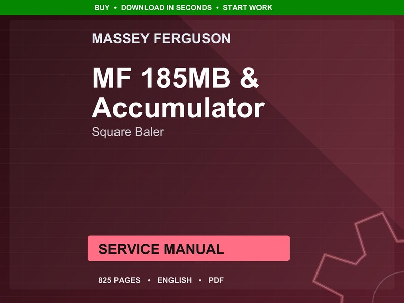 Massey ferguson Mf 185mb accumulator Square baler Service Manual PDF | Workshop Repair | Instant Download image 1