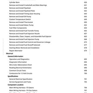 Pode incluir: Uma p&aacute;gina de manual com uma lista de procedimentos de reparo automotivo, incluindo "Verificar folga do rolamento da biela" e "Remover e instalar o volante". A p&aacute;gina tamb&eacute;m inclui se&ccedil;&otilde;es sobre sistemas el&eacute;tricos e localiza&ccedil;&atilde;o de componentes. P&aacute;gina 9.