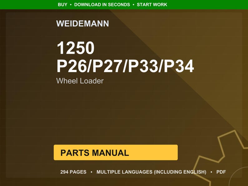 Weidemann 1250 P26 p27 p33 p34 Wheel loader Parts Manual PDF | Illustrated Catalog | Instant Download image 1