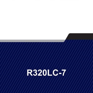 May include: A service manual cover with the text "SERVICE MANUAL" in bold, black font. Below, the text "R320LC-7" is displayed in white. The background is a dark blue with white diagonal lines.