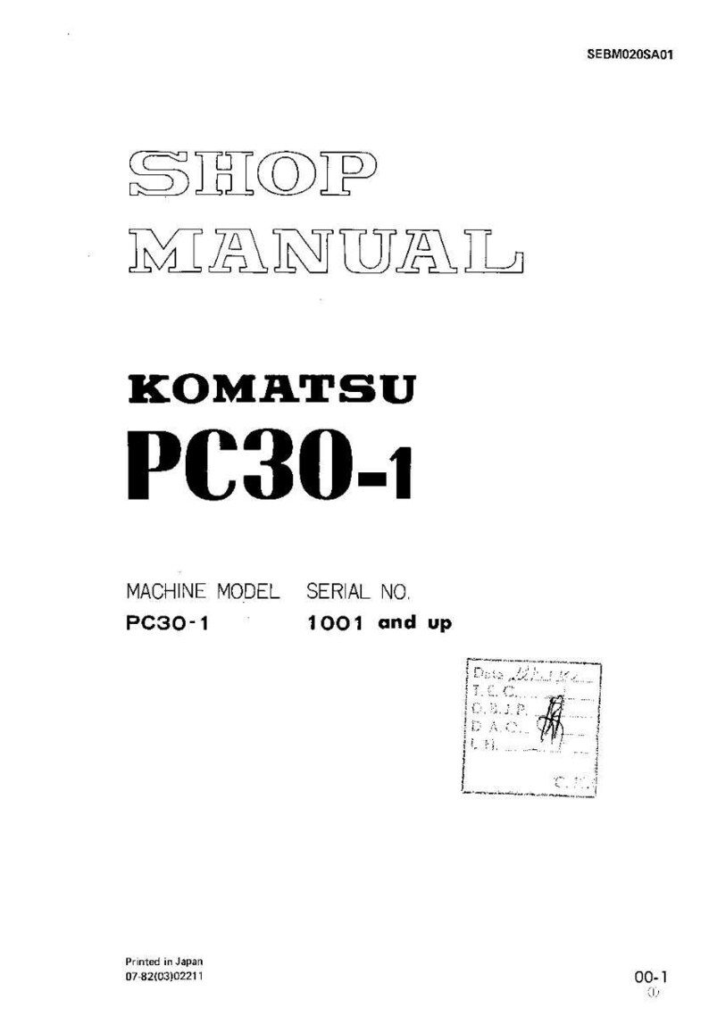 May include: A white shop manual cover with the text "SHOP MANUAL" in a bold, outlined font. Below, the text "KOMATSU PC30-1" is prominently displayed. Additional text includes "MACHINE MODEL PC30-1" and "SERIAL NO. 1001 and up."