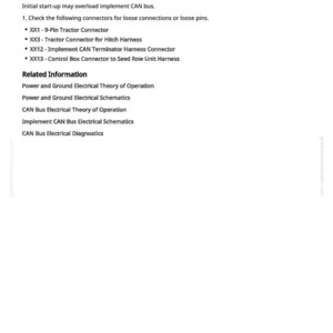 May include: A white page with black text detailing technical information about Controller Area Network (CAN) bus overload. Includes a list of connectors and related information about electrical theory and schematics.