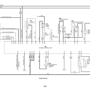 May include: A detailed schematic diagram of an engine control unit, featuring various components like switches, sensors, and modules. The diagram includes labels and connection lines, with text such as "Engine Control Unit" and "Air Heater".