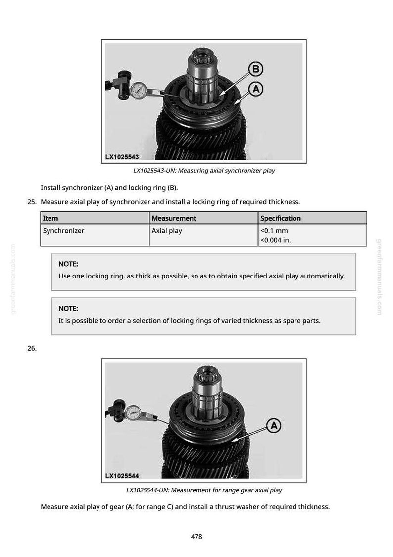 Pu&ograve; includere: Schema di un componente meccanico con un misuratore che misura il gioco assiale. Il testo include "Misurazione del gioco assiale del sincronizzatore" e "Misurare il gioco assiale dell'ingranaggio". La misura &egrave; inferiore a 0,1 mm.