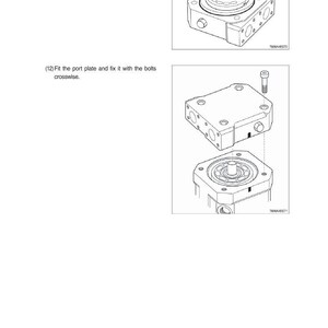 May include: Technical diagram showing the assembly of mechanical components. The diagram includes two detailed illustrations of a control plate and port plate, with labels and instructions for assembly. The text includes "Fit control plate" and "Fit the port plate".