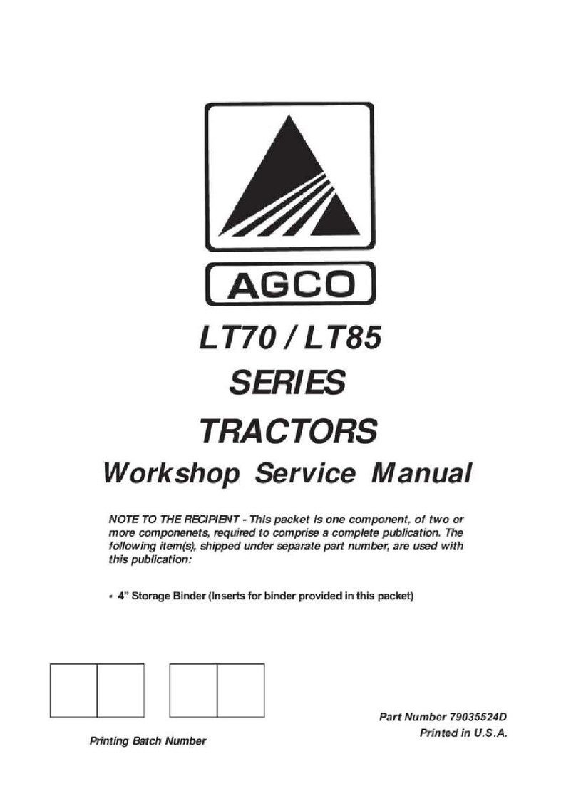 May include: A white workshop service manual for AGCO LT70/LT85 series tractors. The cover features the AGCO logo and the text "TRACTORS Workshop Service Manual". Includes a note to the recipient and a 4" storage binder.