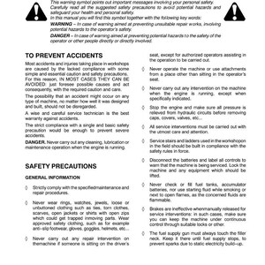 Puede incluir: Una p&aacute;gina de manual con precauciones de seguridad. El texto incluye advertencias sobre posibles peligros e instrucciones para un funcionamiento seguro, con un s&iacute;mbolo de advertencia. El documento se titula "Precauciones de seguridad."