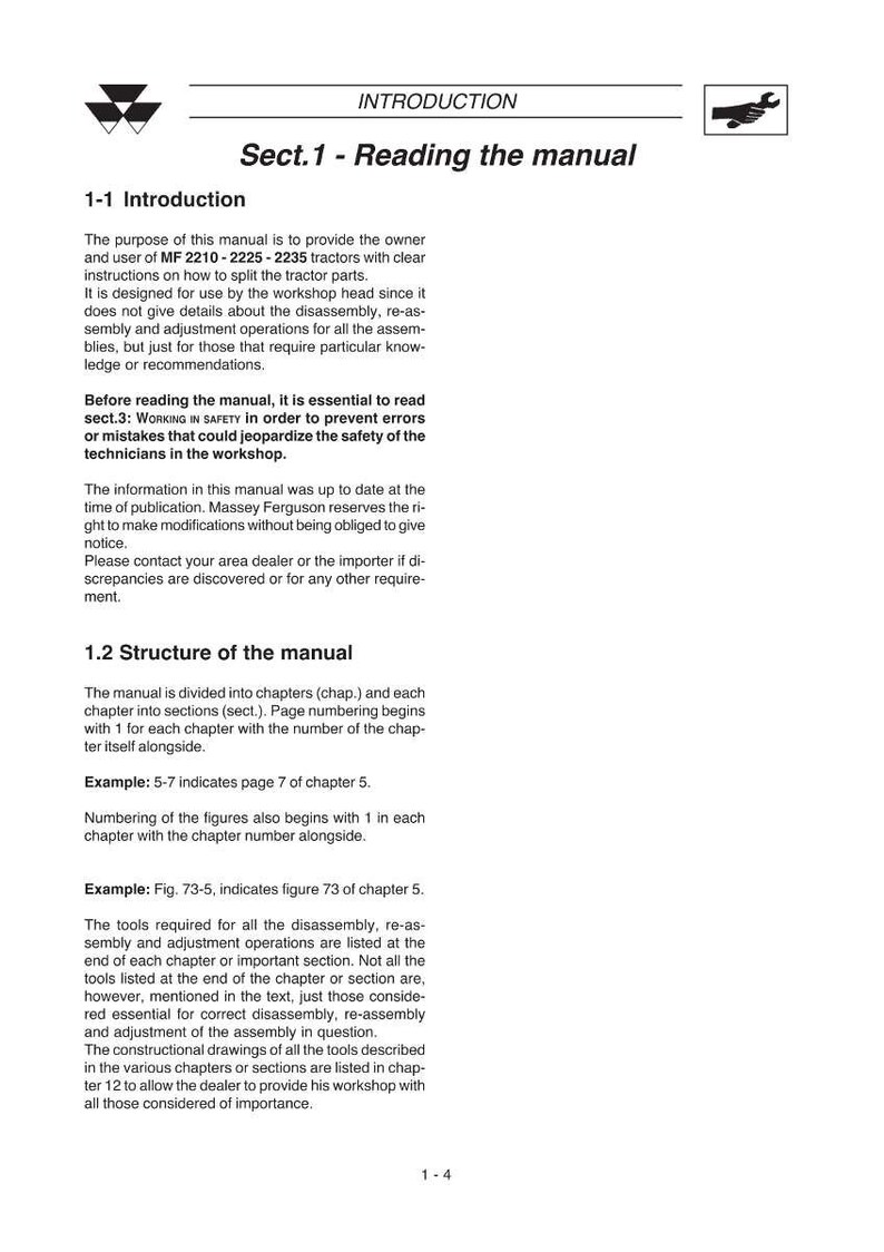 Manual de servicio para tractores Massey Ferguson 2210, 2225 y 2235 en formato PDF / Reparación de taller / Descarga instantánea imagen 8