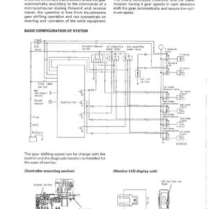 May include: Diagram of an automatic transmission system, with text including "Automatic Transmission" and "Basic Configuration of System." The diagram includes various components like relays, switches, and a controller, with labels and lines connecting them. The image is in black and white.