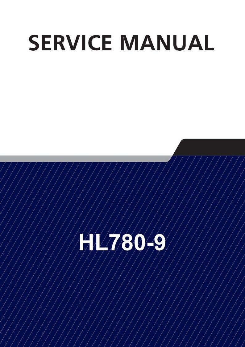 May include: A service manual with the title "SERVICE MANUAL" in bold, black text at the top. The bottom section features the text "HL780-9" in white, against a dark blue background with diagonal lines.