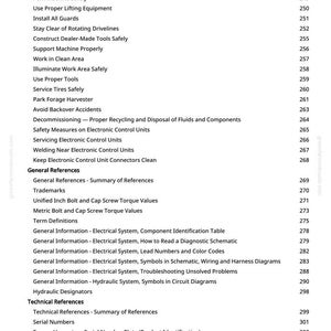 Puede incluir: Una p&aacute;gina detallada de un manual, que enumera informaci&oacute;n de seguridad y t&eacute;cnica. El texto incluye temas como "Proteger contra el ruido", "Mantener las m&aacute;quinas de forma segura" y "Referencias generales". Los n&uacute;meros de p&aacute;gina son visibles.