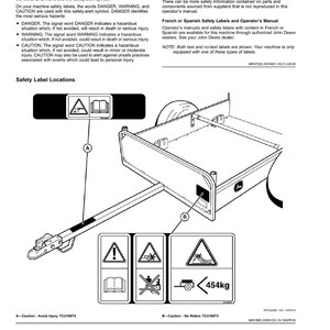 Pode incluir: Diagrama de um reboque com etiquetas de seguran&ccedil;a. As etiquetas incluem s&iacute;mbolos de precau&ccedil;&atilde;o, um tri&acirc;ngulo de aviso e um limite de peso de 454 kg. O diagrama tamb&eacute;m mostra a localiza&ccedil;&atilde;o das etiquetas de seguran&ccedil;a no reboque.