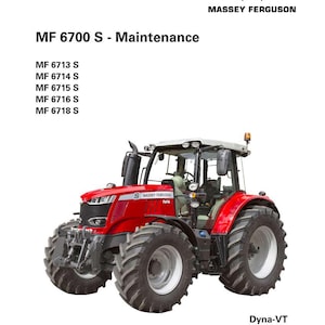 May include: A red Massey Ferguson MF 6700 S tractor with large black tires. The image is from an operator's manual, with the Massey Ferguson logo and the text "MF 6700 S - Maintenance".