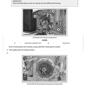 K&ouml;nnte beinhalten: Diagramm zur Installation der Hinterradbremsen mit detaillierten Ansichten der Bremskomponenten. Enth&auml;lt Beschriftungen f&uuml;r das Bremssattel-Einbauwerkzeug, die Bremsplatte und die Endantriebswelle. Textanweisungen sind ebenfalls enthalten.