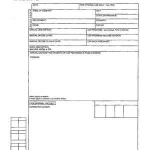 May include: A white document titled "PROPOSAL FOR MANUAL OR CSS REVISION" with multiple fillable fields. The document includes sections for company information, manual details, and a problem description. The document is for internal use.