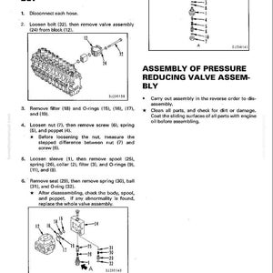 May include: Diagram of the disassembly and assembly of a pressure reducing valve. The image includes detailed illustrations of valve components, with numbered parts and assembly instructions. Text includes "Disassembly of Pressure Reducing Valve Assembly" and "Assembly of Pressure Reducing Valve Assembly."