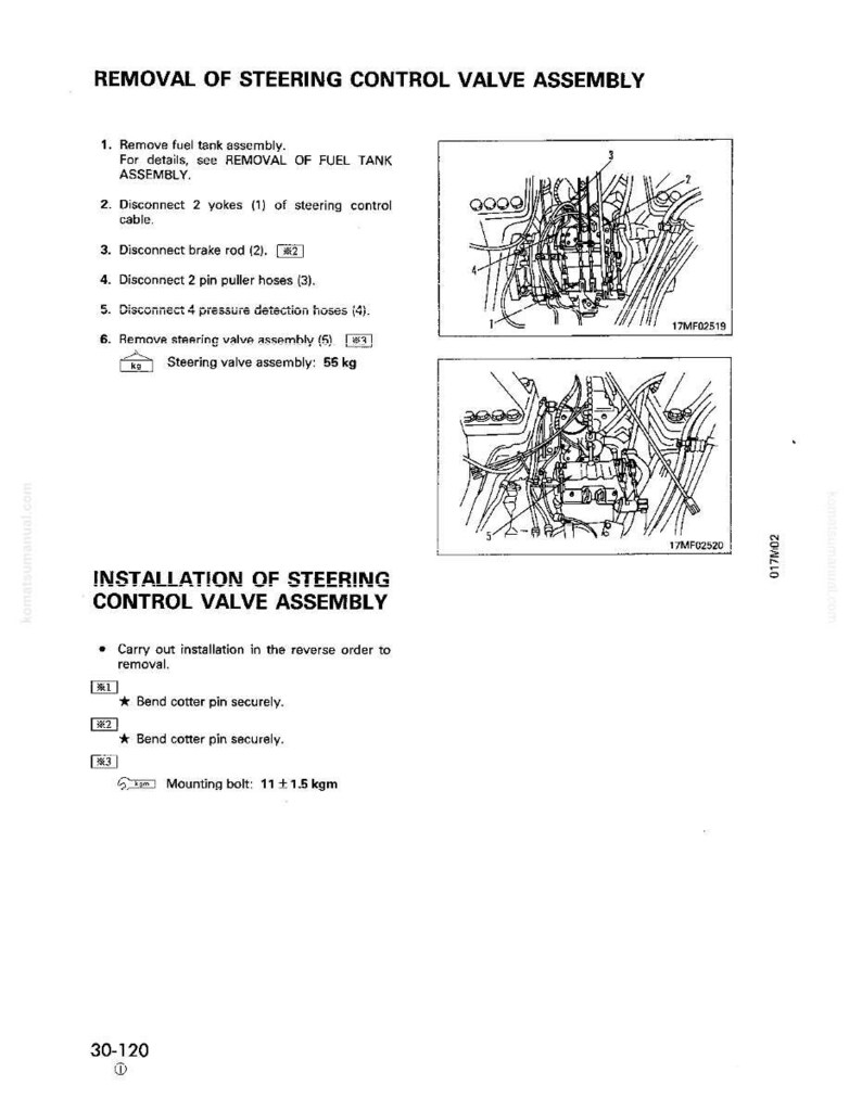K&ouml;nnte beinhalten: Eine Seite aus einem Handbuch, die den Aus- und Einbau einer Servolenkungsventilbaugruppe beschreibt. Der Text enth&auml;lt nummerierte Schritte, Diagramme und Spezifikationen, wie z. B. das Gewicht der Servolenkungsventilbaugruppe, das 55 kg betr&auml;gt.