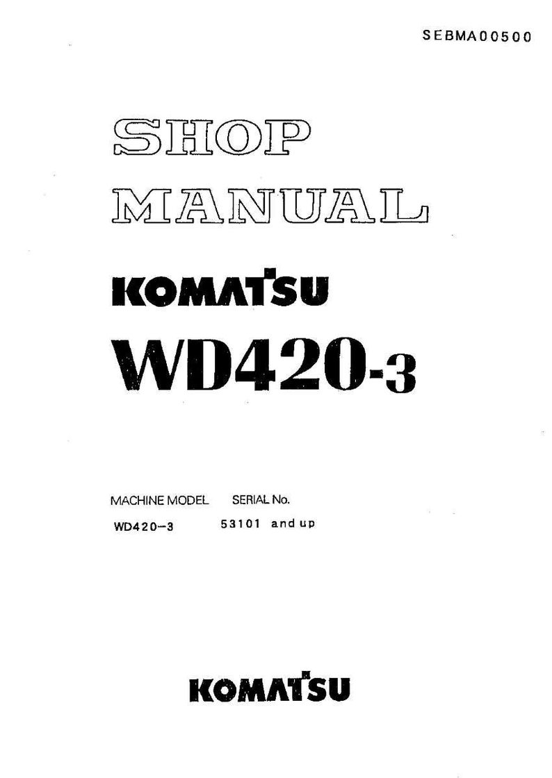 May include: A white shop manual cover with black text. The title "SHOP MANUAL" is in a bold, outlined font. Below, the brand "KOMATSU" and model "WD420-3" are prominently displayed. The serial number is 53101 and up.