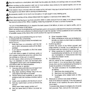 May include: A page from a troubleshooting manual titled "Points to Remember When Troubleshooting." It details safety advice, troubleshooting steps, and measures to prevent future failures. The document is in black and white.