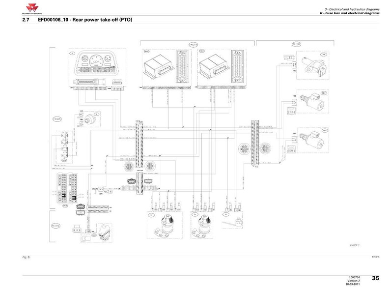 May include: Detailed diagram of a tractor's rear power take-off (PTO) system, showing electrical and hydraulic schematics. The black and white diagram includes various components, wiring, and labels.