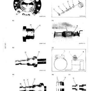 May include: A detailed technical illustration of various mechanical components, including bolts, clamps, and cylindrical parts. The image is a black and white diagram with labels and part numbers, likely for reference or assembly.