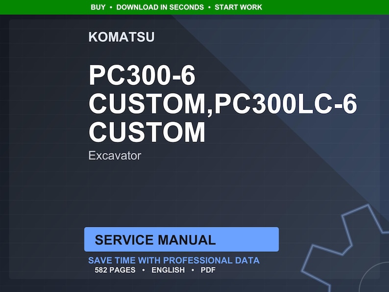 Komatsu PC300-6 PC300LC-6 Anpassad Grävmaskin Servicemanual bild 1