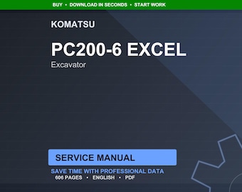 Komatsu PC200-6 Excavator S6D102E-1 Service Manual Repair Workshop PDF