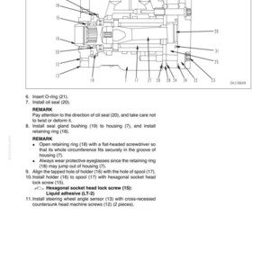 May include: Diagram of an orbitrol valve assembly, showing the installation of O-rings on the shaft side. The diagram includes numbered components, arrows, and text instructions for assembly and disassembly. The image is in black and white.
