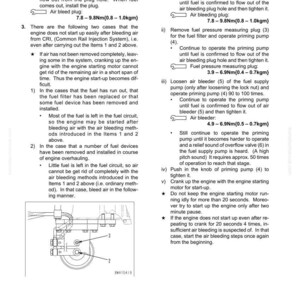 May include: A technical diagram from a 125-3 series manual detailing the process of bleeding air from a fuel circuit. Instructions include removing plugs, operating pumps, and tightening components. Measurements are in Newton-meters.
