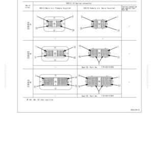 May include: Diagram showing DRC12 and DRC15 series connectors, with male and female housing illustrations. The diagram includes pin numbers, key positions, and part numbers for troubleshooting electrical connections. Text at the top reads "40 Troubleshooting".
