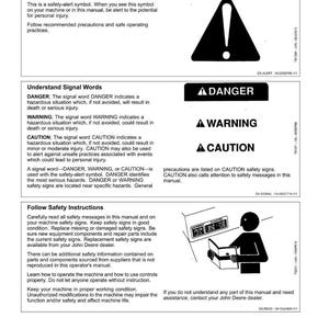 May include: A manual page titled "Safety" with safety information and instructions. Includes a black and white exclamation point symbol inside a triangle, and the words "DANGER," "WARNING," and "CAUTION."