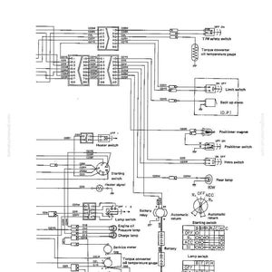 May include: Detailed schematic of an electrical system, labeled "ELECTRICAL SYSTEM" at the top. The diagram features numerous components, including switches, relays, and gauges, interconnected by lines. Text labels identify each part.