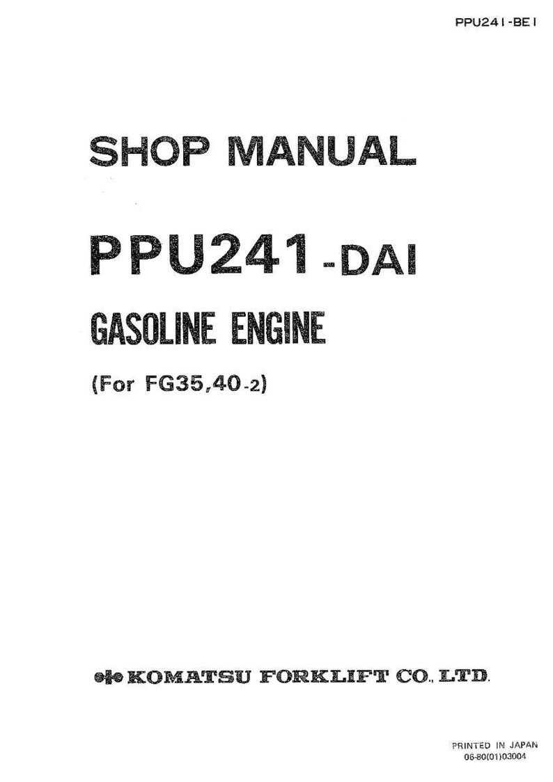 May include: A white document with black text. The text reads "SHOP MANUAL", "PPU241-DAI GASOLINE ENGINE", and "(For FG35,40-2)". The document also includes the text "KOMATSU FORKLIFT CO., LTD." and "PRINTED IN JAPAN".
