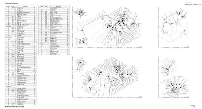 Op de afbeelding: Technische diagrammen en schema's, weergegeven in zwart-wit. De afbeelding bevat gedetailleerde tekeningen van mechanische componenten, met labels en annotaties. Er is ook een onderdelenlijst opgenomen, die een uitgebreid overzicht van de items biedt.