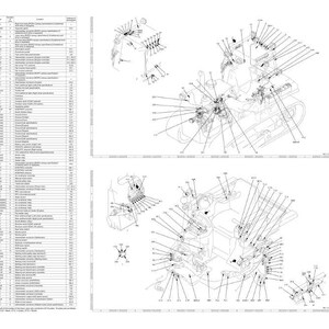 May include: An engineering diagram with multiple detailed illustrations of mechanical components, accompanied by a comprehensive parts list. The diagrams feature intricate line drawings with labels and arrows, showcasing the internal structure and assembly of various parts.