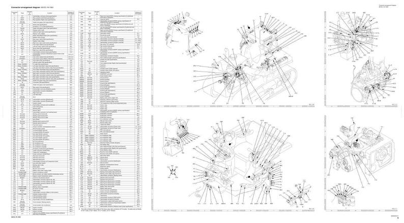 May include: An engineering diagram with multiple detailed illustrations of mechanical components, accompanied by a comprehensive parts list. The diagrams feature intricate line drawings with labels and arrows, showcasing the internal structure and assembly of various parts.
