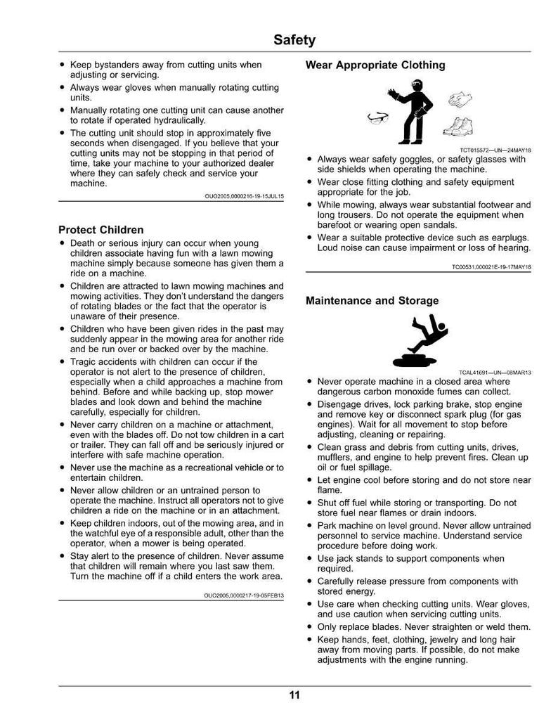Puede incluir: Se muestran instrucciones de seguridad para cortac&eacute;spedes. El texto incluye advertencias sobre la protecci&oacute;n de los ni&ntilde;os, el uso de ropa adecuada y el mantenimiento correcto. La imagen presenta ilustraciones de equipos de seguridad y peligros potenciales.
