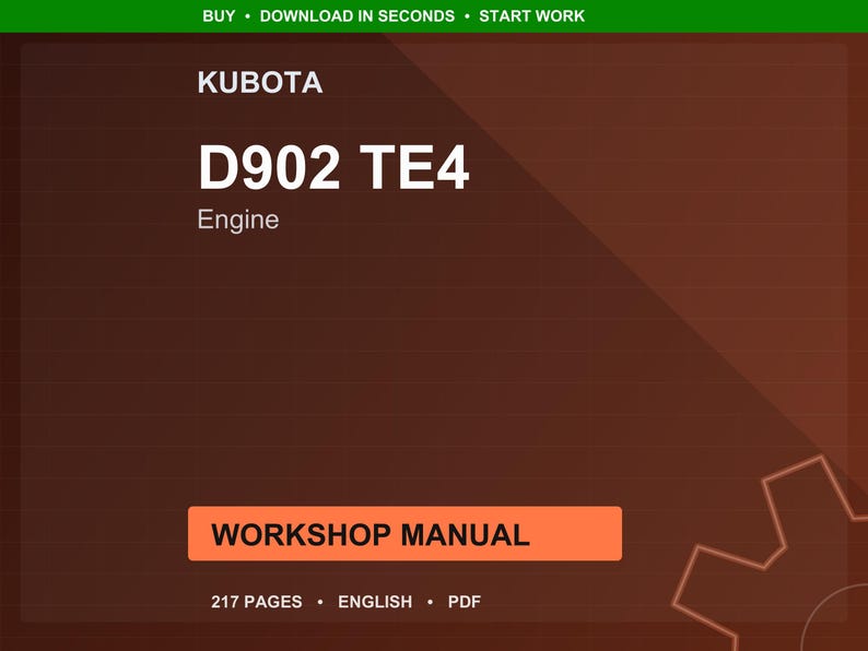 Kubota D902 te4 Engine Workshop Manual PDF | Service Repair | Instant Download image 1