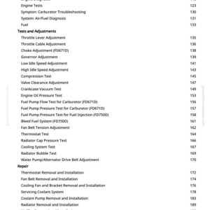 May include: A white page detailing automotive repair procedures. The text is organised into sections such as diagnostics, tests, and repair, with specific procedures including "Throttle Body Operation" and "Cooling System Test". Measurements are not included.