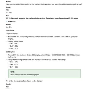 May include: A document titled "Chassis Control Unit (CCU) Power Diagnostics" with numbered procedures and diagnostic steps. The text includes instructions for checking system diagnostics, display settings, and controller icons.