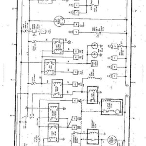 K&ouml;nnte beinhalten: Ein detailliertes elektrisches Schaltbild in Schwarzwei&szlig; mit zahlreichen Symbolen und Beschriftungen. Der Text auf dem Diagramm lautet "SD 100 THRU 100 TON, ELECTRICAL SCHEMATIC 1 OF 5". Das Diagramm ist f&uuml;r ein elektrisches System.