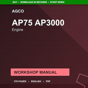 Agco Ap75 ap3000 Engine Workshop Manual PDF | Service Repair | Instant Download image 1