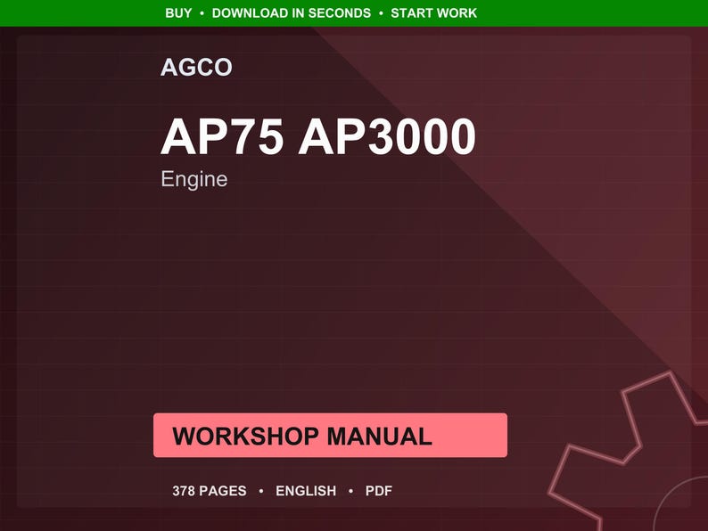 Agco Ap75 ap3000 Engine Workshop Manual PDF | Service Repair | Instant Download image 1