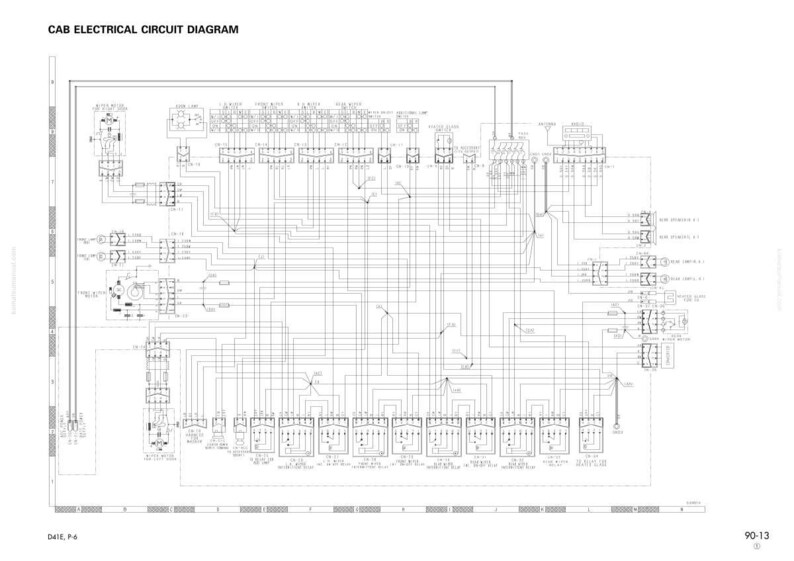 May include: A detailed electrical circuit diagram for a vehicle's cab, with the title "CAB ELECTRICAL CIRCUIT DIAGRAM" at the top. The diagram is a complex network of lines, symbols, and components, all in black and white, on a white background.