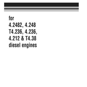 May include: A white workshop manual with the text "WORKSHOP MANUAL" at the top. Below, the text reads "for 4.2482, 4.248 T4.236, 4.236, 4.212 & T4.38 diesel engines." The Komatsu logo is at the bottom.