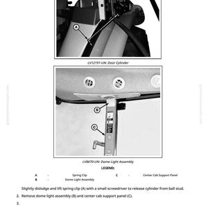 May include: Diagram showing a door cylinder and dome light assembly. The image includes close-ups of the components with labels and instructions. Text includes "LV12191-UN: Door Cylinder" and "LV8670-UN: Dome Light Assembly".
