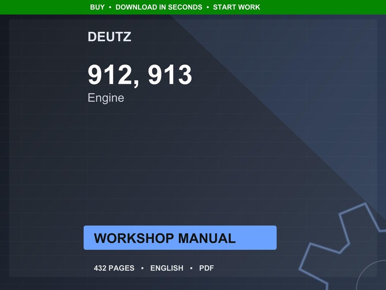 Deutz 912 913 Engine Workshop Manual PDF | Service Repair | Instant Download image 1